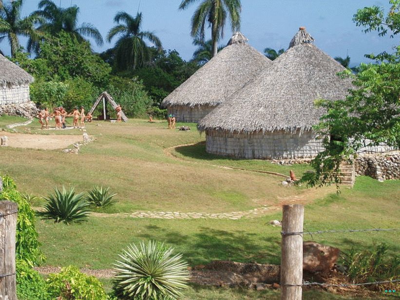 Reconstruction d'un village Taino à Cuba.
