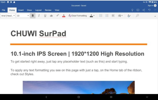 Chuwi SurPad Android La tablette se comporte bien dans le test de performance