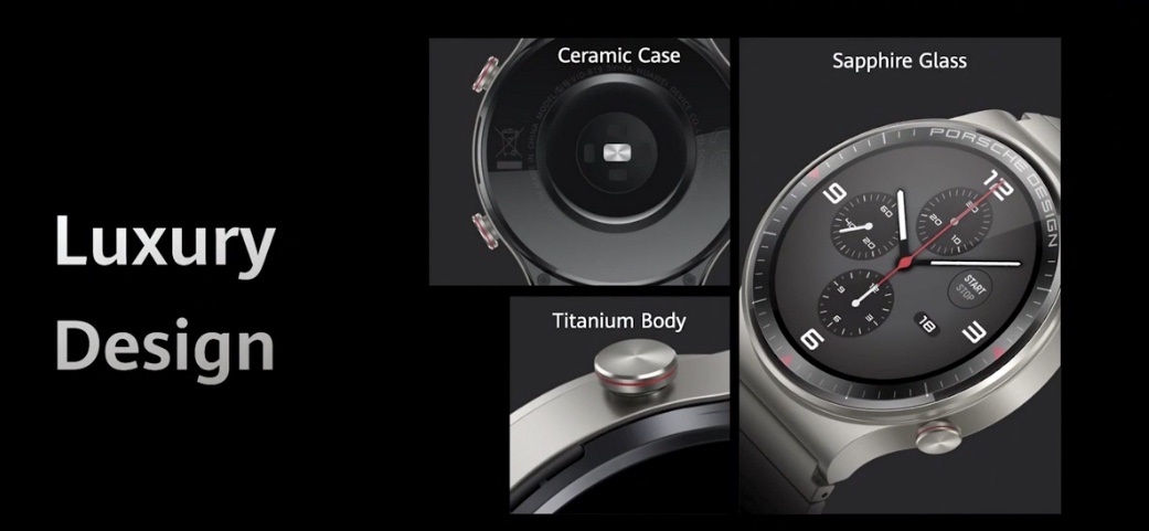 Huawei Watch GT2 Porsche Lancement du design avec une construction en verre titane / saphir