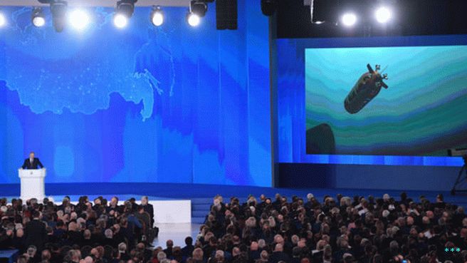 Poutine révèle officiellement la torpille du drone sous-marin. 