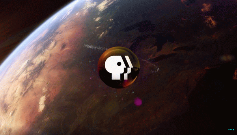 Image d’une planète lointaine avec le logo PBS superposé.