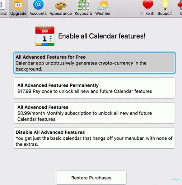 Une version de Calendrier  2 téléchargée dimanche à partir du Mac Magasin d'applications. 