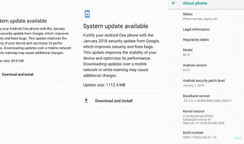 Xiaomi-Mi-A1-Android-Oreo-janvier-2018-Mise à jour de sécurité